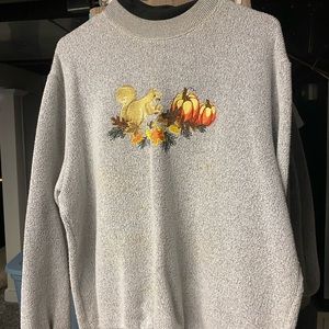 Squirrel eating pumpkins crewneck vintage Bonworth size M great quality